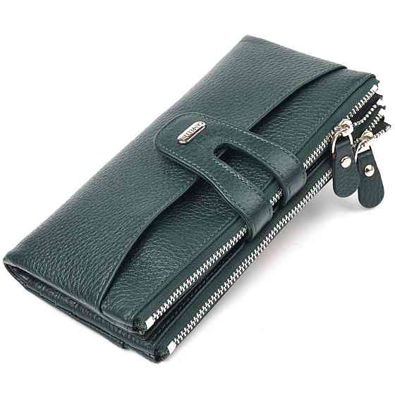 Місткий гаманець з натуральної зернистої шкіри CANPELLINI 21633 Зелений Київ