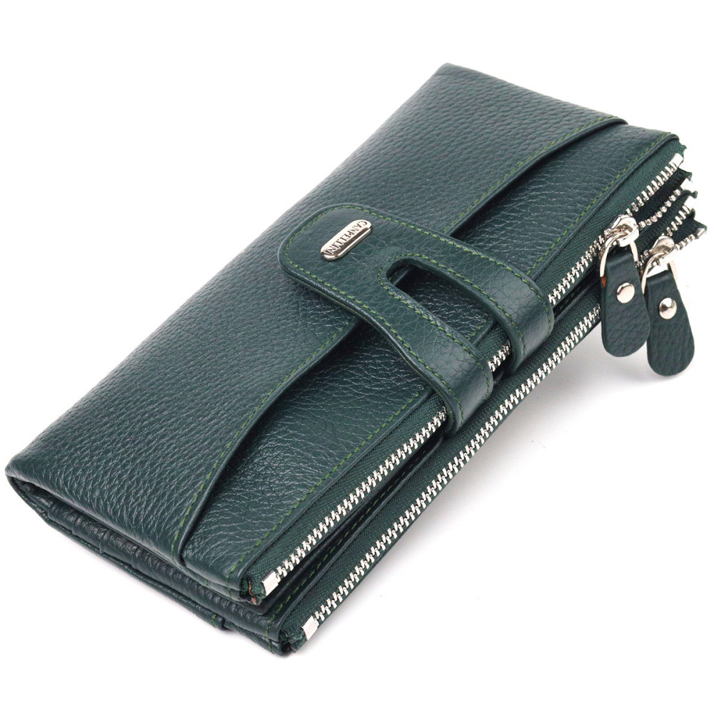 Місткий гаманець з натуральної зернистої шкіри CANPELLINI 21633 Зелений Київ - фото 1