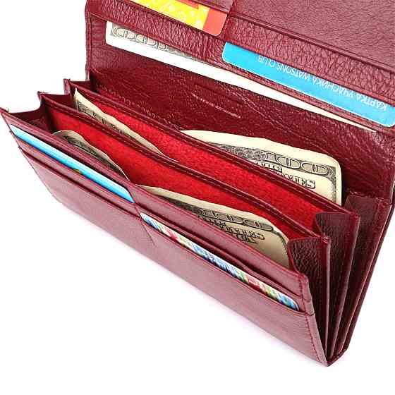Элегантный кошелек для женщин с монетницей из натуральной кожи ST Leather 23107 Бордовый Киев