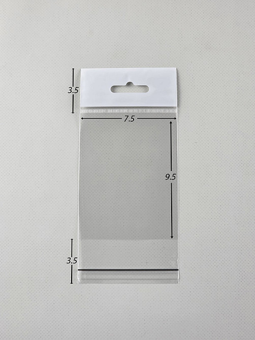 Пакети з липкою стрічкою і европодвесом 7,5 см 9,5 см 25мк (1000 шт) Харків - фото 2