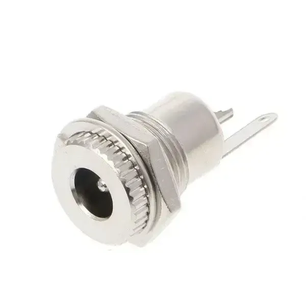 Гнездо питания 5,5\2,5мм, монтажное, металл, с гайкой Полтава - изображение 1