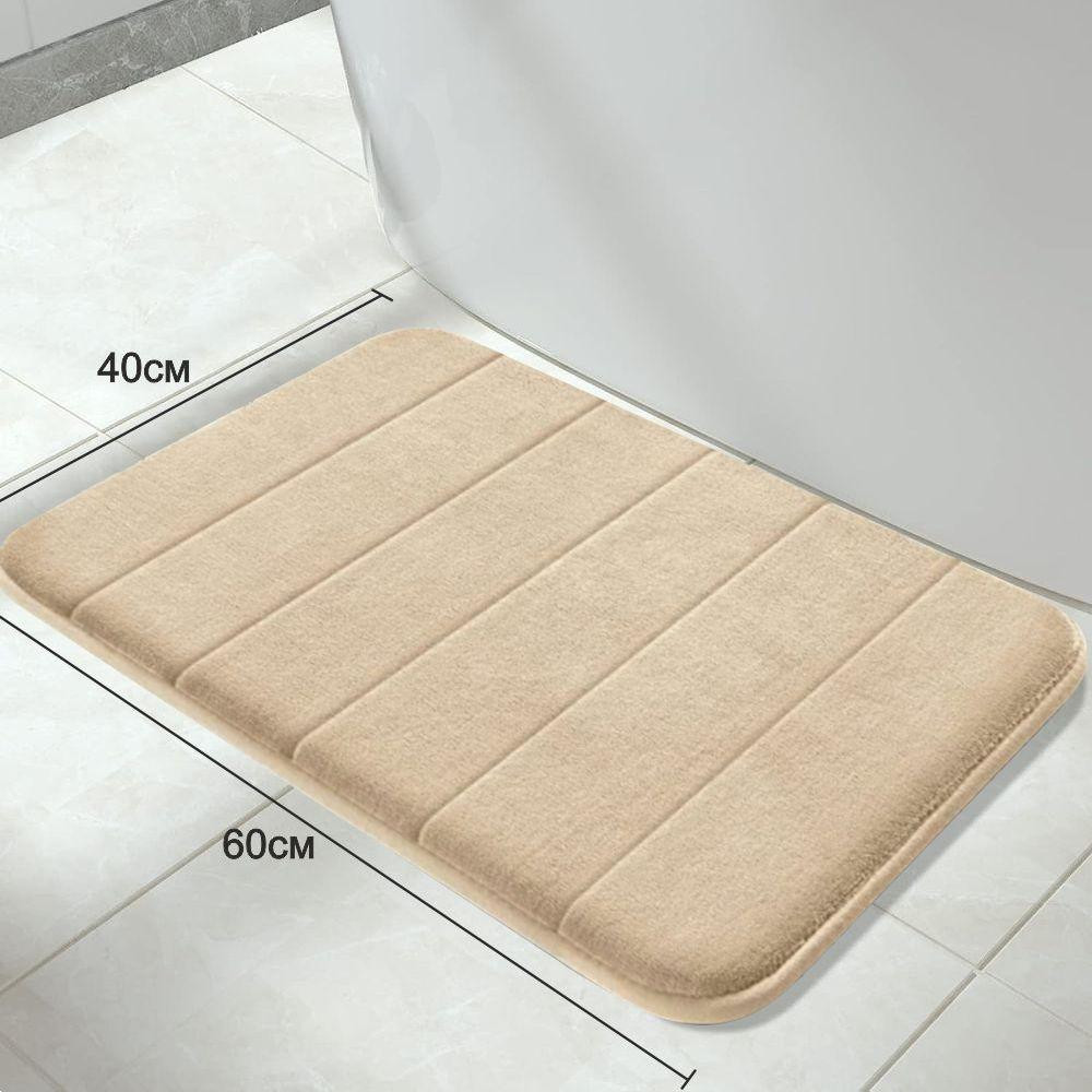 Сучасний килимок для ванної Aquarius з ефектом пам'яті М'який Антиковзкий 40 х 60 см Бежевий у смужку Буча - фото 2