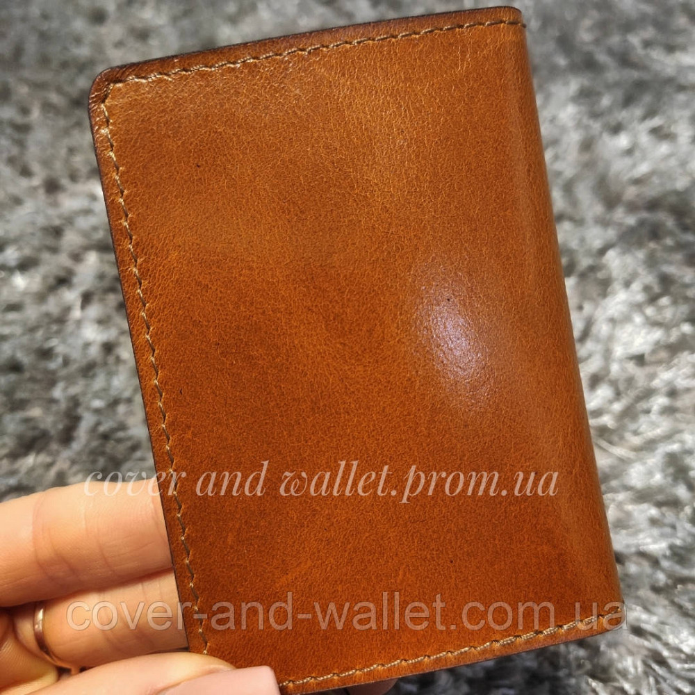 Желтая кожаная обложка на id паспорт и права с гербом Украины Киев - изображение 9