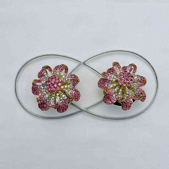 Магніти для штор та гардин "Flowers" набір 2 шт Рожевий з золотистим (81-201) Київ