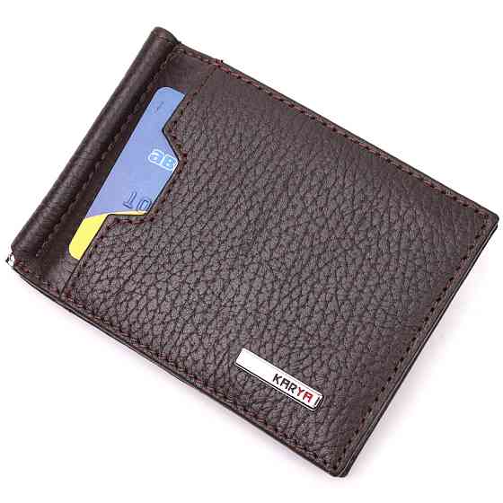Отличный зажим для денег из натуральной кожи KARYA 21353 Коричневый Киев