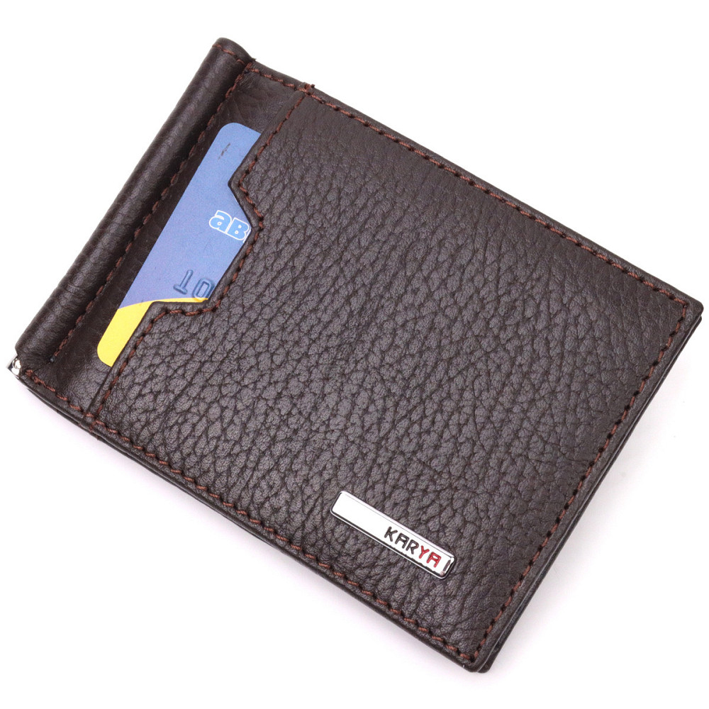 Отличный зажим для денег из натуральной кожи KARYA 21353 Коричневый Киев - изображение 4