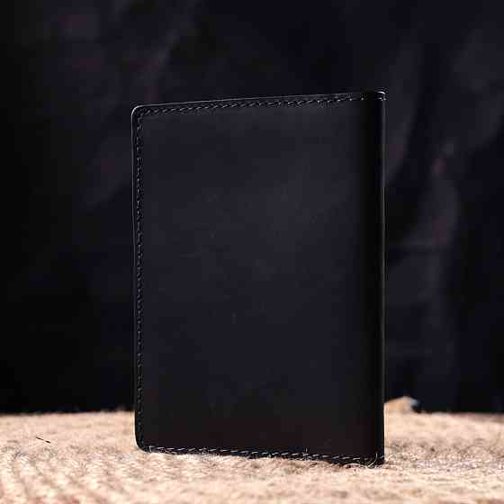 Стильная обложка на военный билет в винтажной коже Карта GRANDE PELLE 16780 Черная Киев