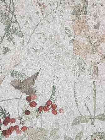 Шпалери вінілові на флізеліні AS creation The Bos 0.53х10 рослини листя квітів ягоди зелені на білому Київ