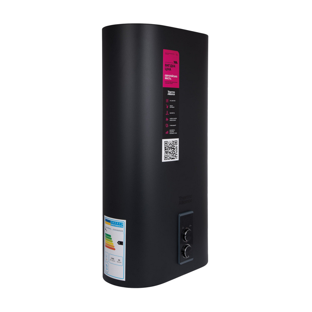 Водонагреватель электрический Thermo Alliance 80 л Black,плоский вертикальный, мокрый ТЭН 2 кВт (0,8+1,2) DT80V20G(PD)/2В Киев - изображение 3