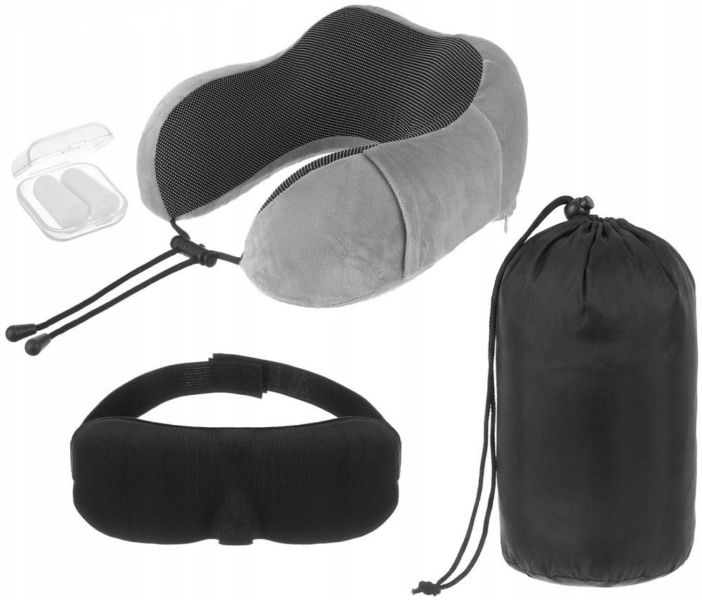 Дорожня подушка для шиї з ефектом 3D-пам'яті + аксесуари Xtrobb (26087) Нововолинськ - фото 2