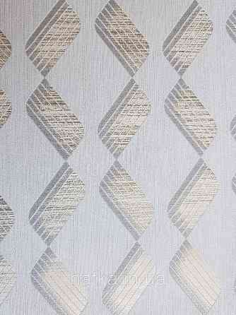 Шпалери метрові вінілові на флізелін Marburg Villa Romana геометрія смужки зигзаг золотисті на сірому Київ