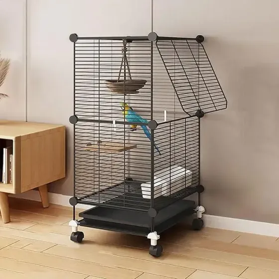 Металлическая клетка для птиц на колесах с аксессуарами 82х37х37см KP-82 Коломыя