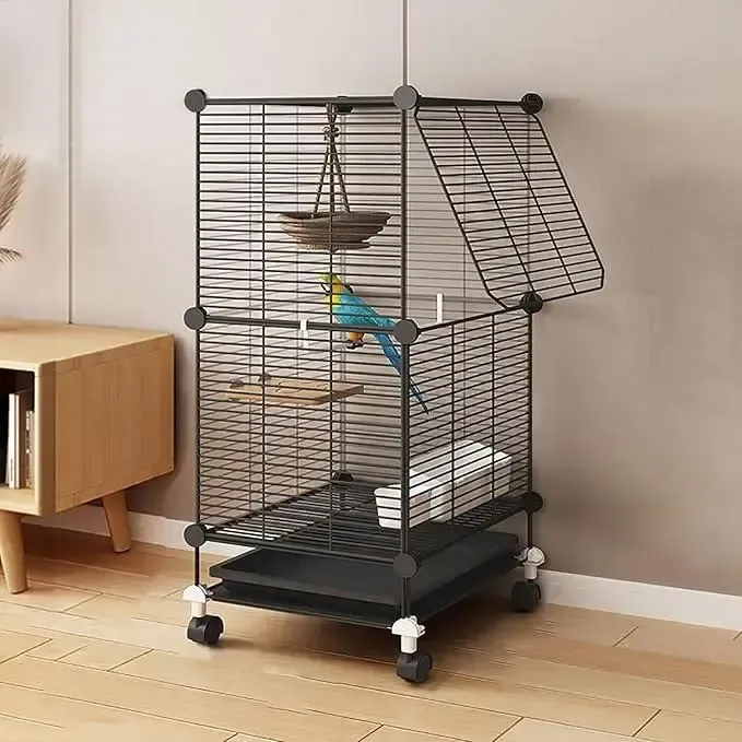 Металлическая клетка для птиц на колесах с аксессуарами 82х37х37см KP-82 Коломыя - изображение 1