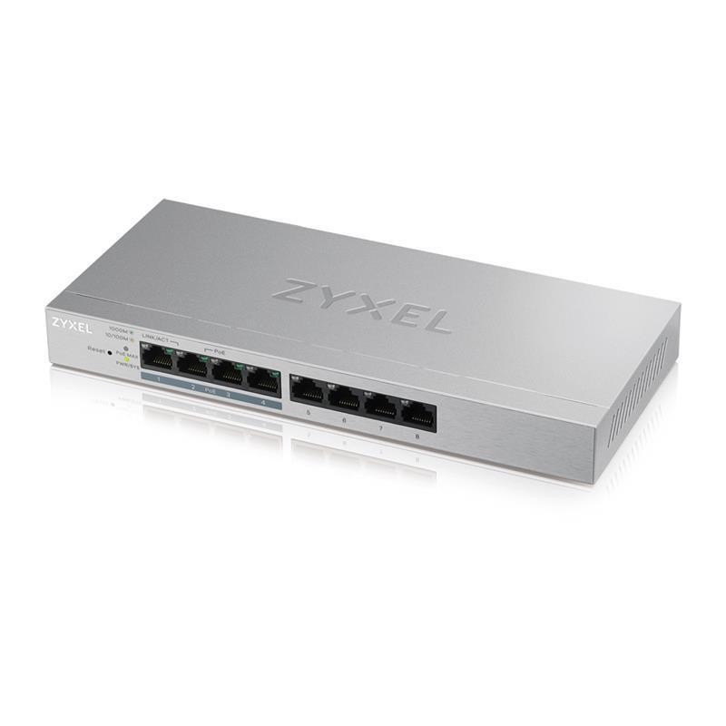 Комутатор ZYXEL GS1200-8HP v2 (GS1200-8HPV2-EU0101F) (4xGE, 4xGE PoE, PoE 60W, метал, настільний, безшумний, ( Так ) Харків - фото 1