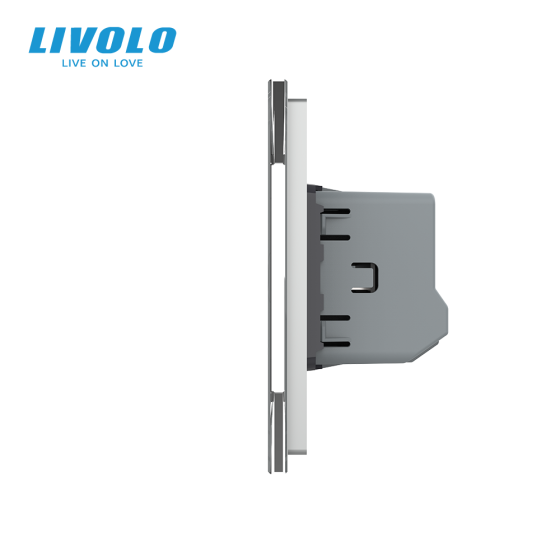 LIVOLO Сенсорний прохідний/перехресний вимикач 4 сенсора (2-2) LIVOLO сірий матове скло Коломыя