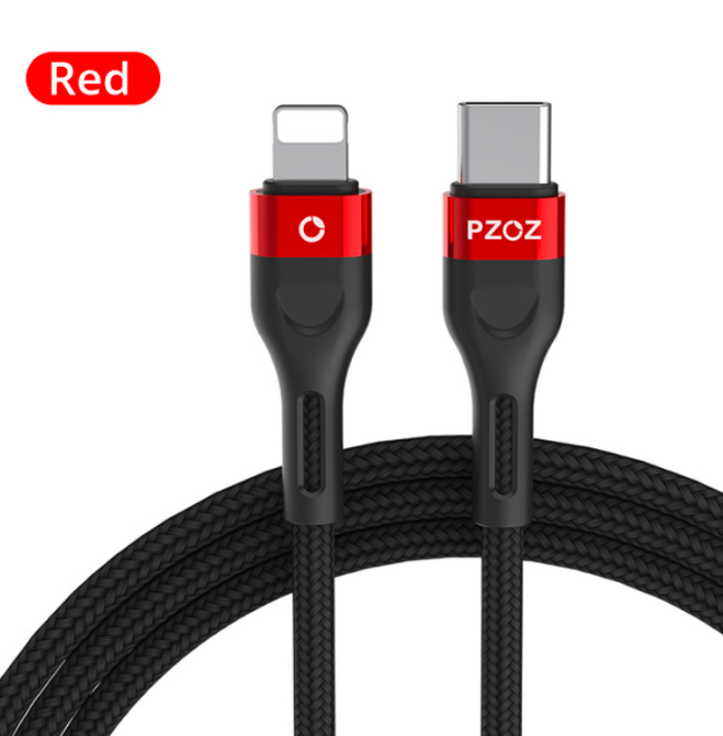 Кабель TypeC-Lightning PZOZ PD 1м Black/Red Київ - фото 1