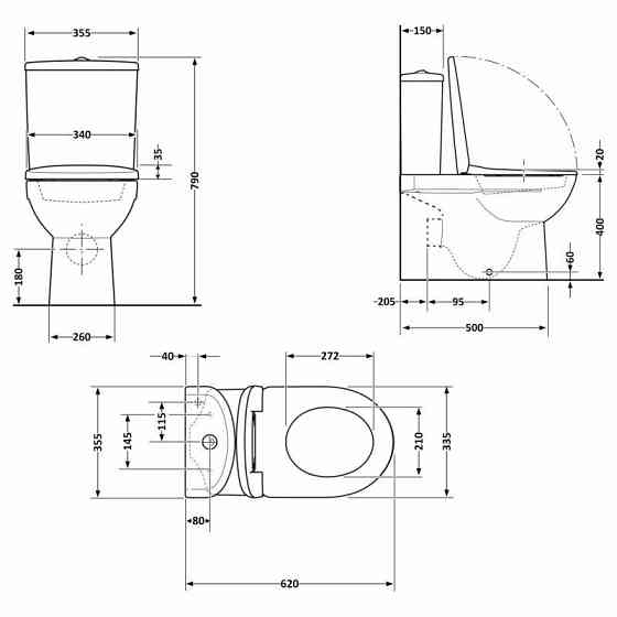 Унитаз напольный Qtap Arvin Ultra Quiet 630×350×795 мм с сиденьем Soft-close, White QTARV27W49259 Киев