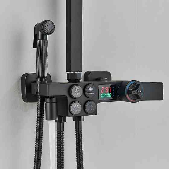 Душевая система хром черный,термостатический набор для душа-4 функции (950766021) Киев