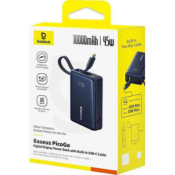 Зовнішній акумулятор Baseus PicoGo Digital Display Power Bank 10000mAh 45W Cosmic Black Киев