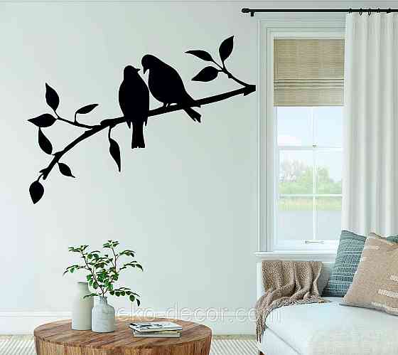 Декоративное настенное Панно «Две птички», Декор на стену 110*32 см, Черный Киев