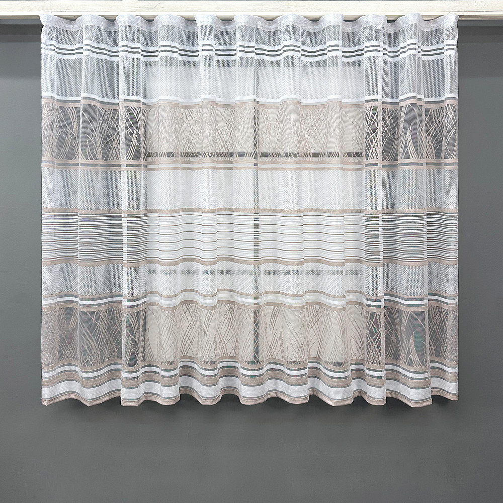 Короткий тюль VR-Textil 1954т Жакард Білий з капучино 350х140 см (42-1060) Київ - фото 1