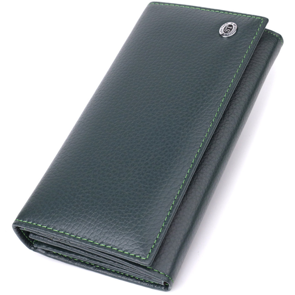 Вертикальний шкіряний гаманець, зелений (ST Leather) Київ - фото 19