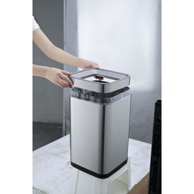 Контейнер для мусора JAH квадратный без крышки с вн. ведром серебряный металлик 8 л (6332) Винница - изображение 2