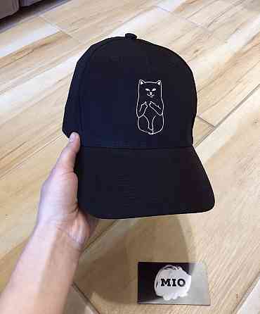 Чорна бавовняна Кепка/Бейсболка з принтом КОТИК F*CK Чернівці