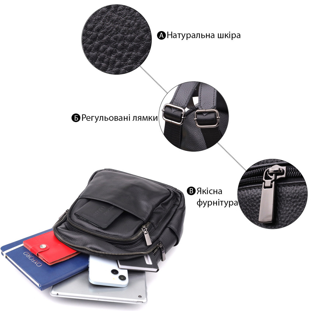 Жіночий рюкзак з натуральної шкіри Vintage 23062 Чорний Київ - фото 4