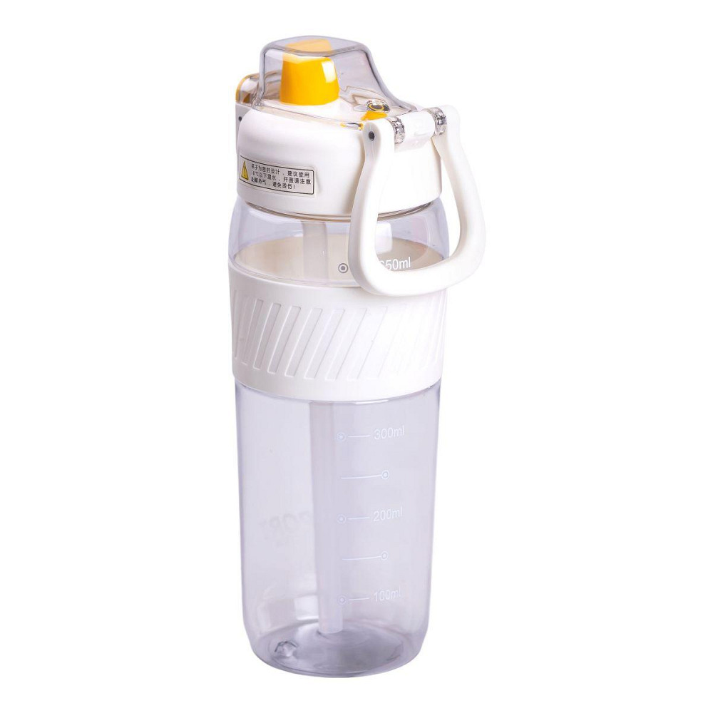 Пляшка для води 600 мл пляшка в школу для тренувань із трубочкою та ручкою 22 см Біла HP-14-42W Київ - фото 2