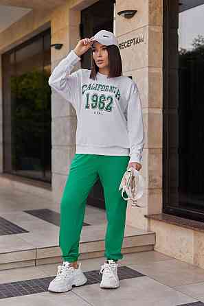 Спортивний жіночий костюм двонитка "Mason" | Норма і батал | Розпродаж моделі Зелений, 46-48 Київ