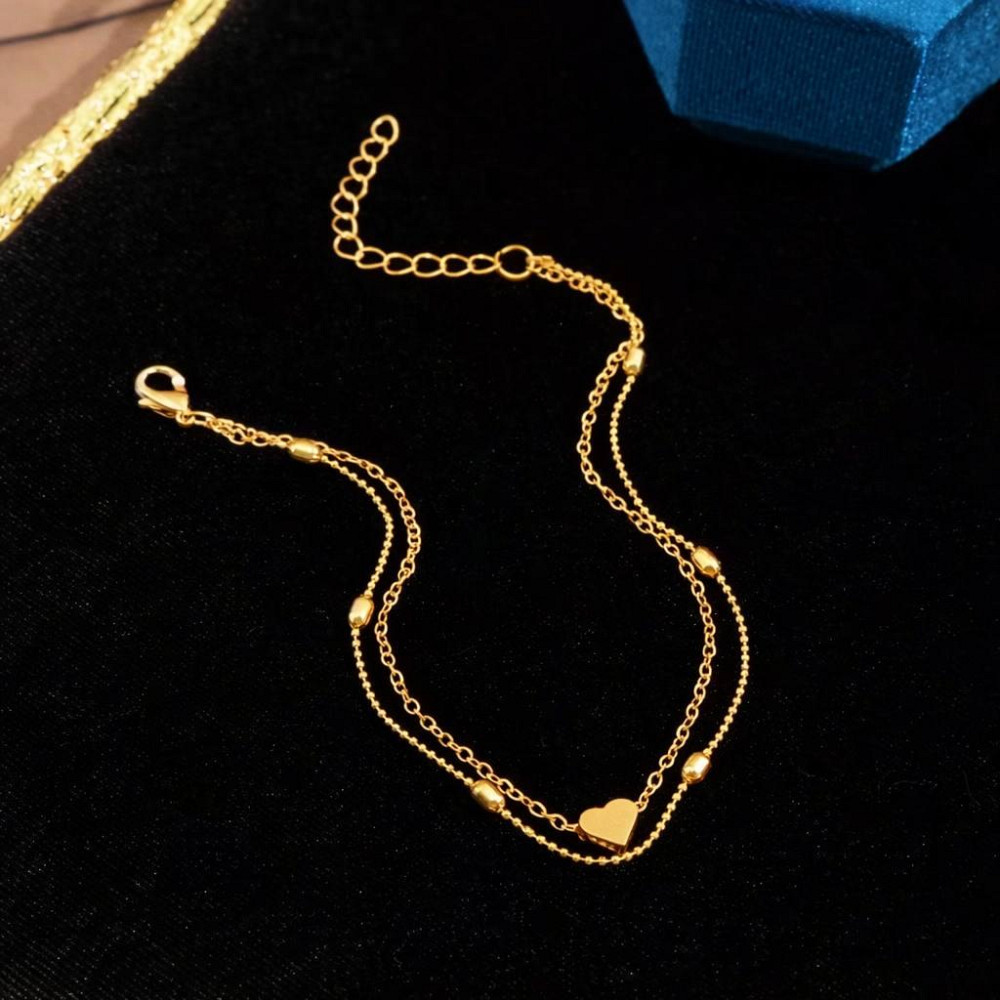 Браслет на ногу золотистий з серцем подвійний жіночий Київ - фото 3
