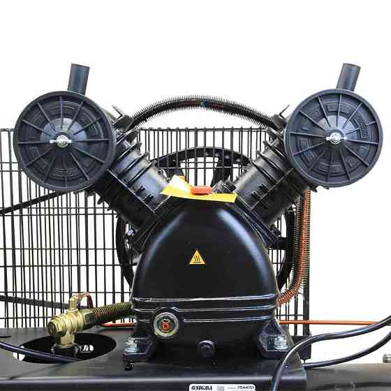 Компрессор двухцилиндровый ременной (V) 2.5кВт 396л/мин 10бар 100л (2 крана) SIGMA (7044151) Киев