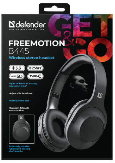 Гарнитура Defender FreeMotion B445 Bluetooth Black (63445) (7024920) Киев - изображение 11