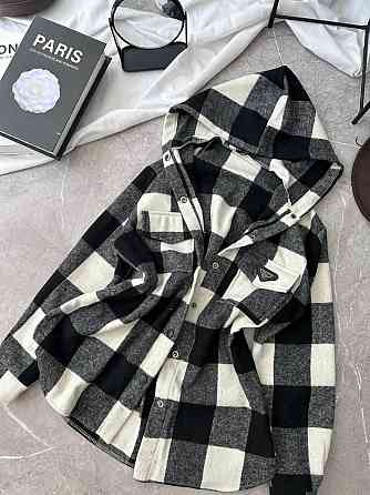 Жіноча повсякденна сорочка в клітинку з капюшоном турецький кашемір Чорний, 48/52 Одеса