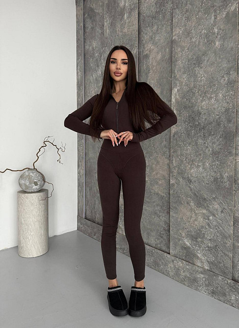 Женский теплый облегающий комбинезон пума Шоколад, 44/46 Одесса - изображение 8