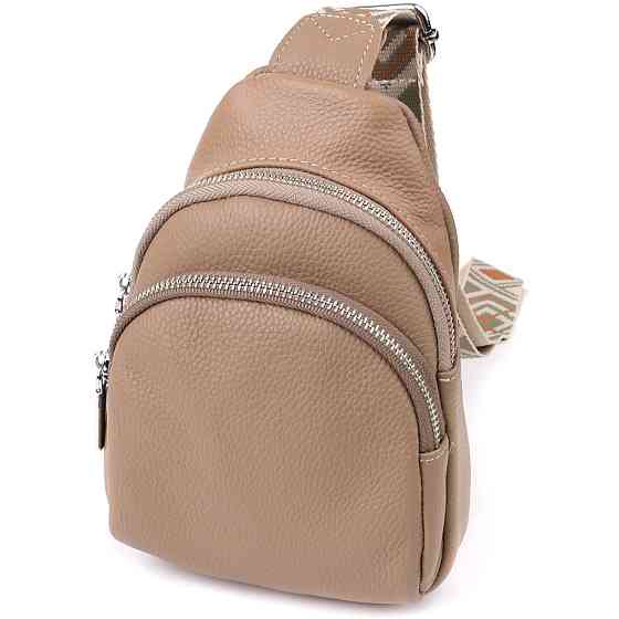 Слінг сумка з натуральної шкіри для жінок Vintage 22939 Бежевий Київ