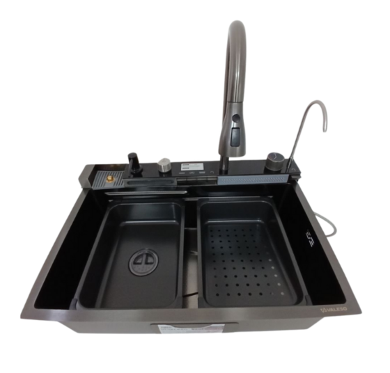 VALESO Мийка кухонна PVD чорна Valeso Handmade "Водоспад" (ДЕКОР) 68х45M Київ