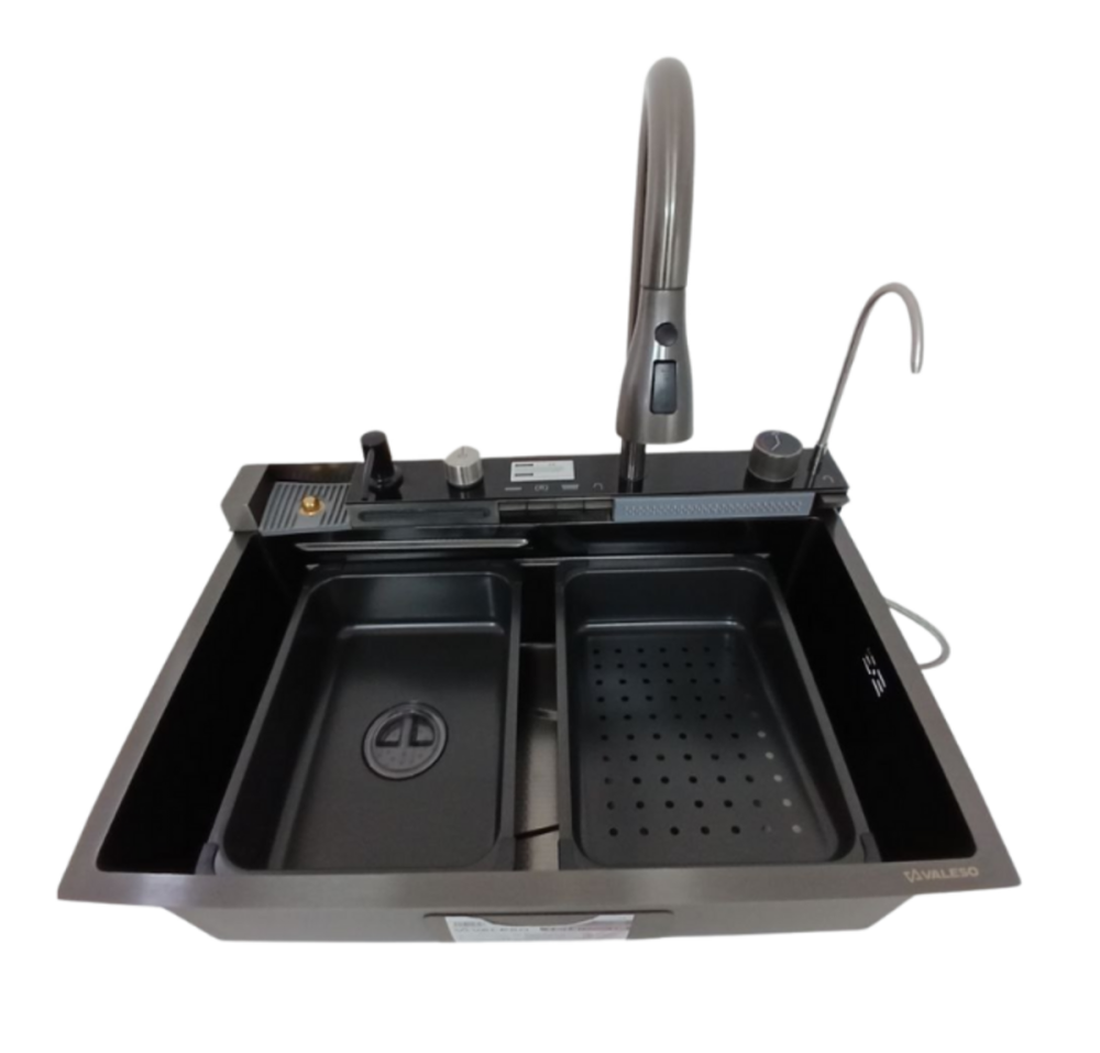 VALESO Мийка кухонна PVD чорна Valeso Handmade "Водоспад" (ДЕКОР) 68х45M Київ - фото 3