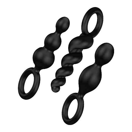 Набор анальных игрушек Satisfyer Plugs black (set of 3) - Booty Call, макс. диаметр 3 см  (мятая упаковка!!!) Sex Aura Киев