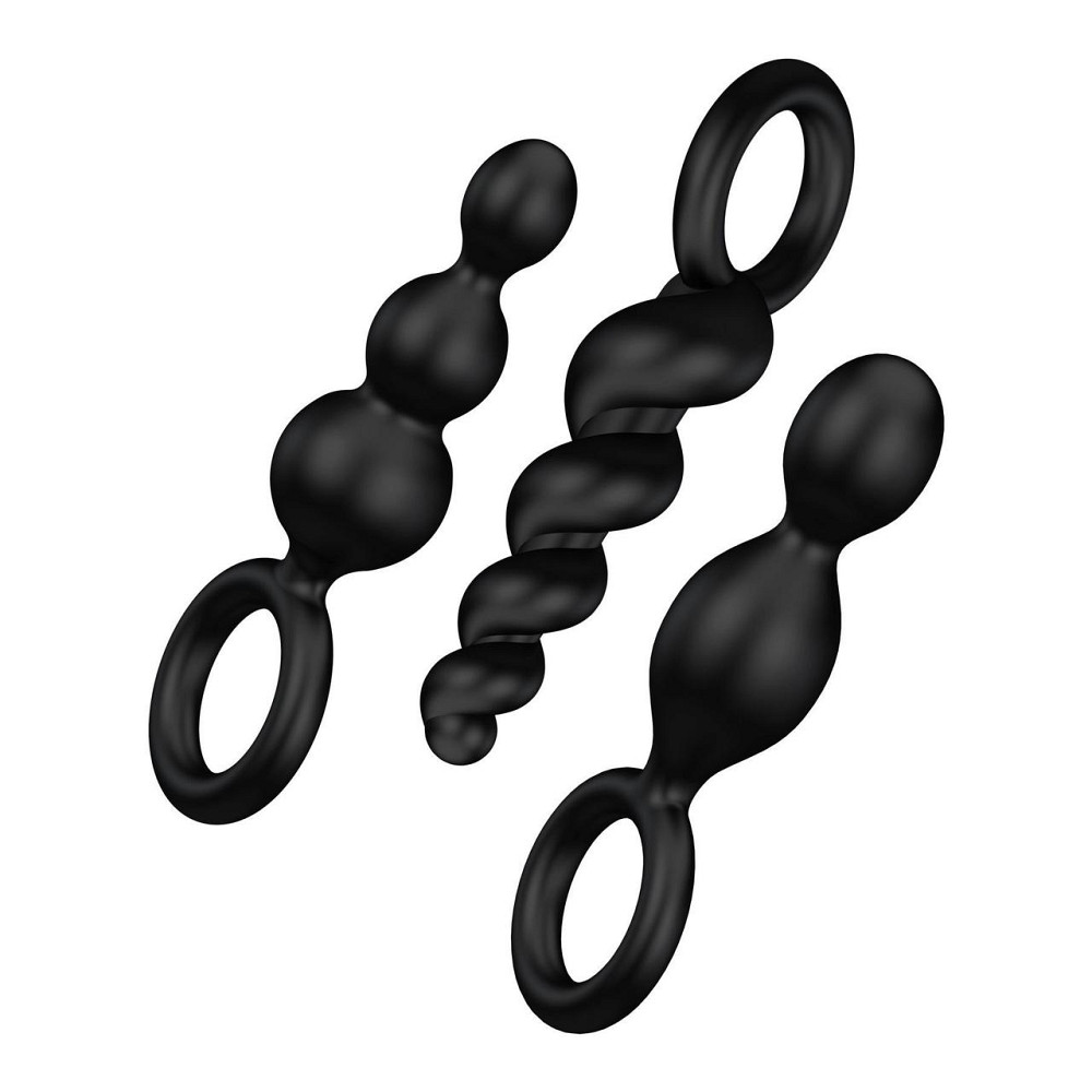 Набор анальных игрушек Satisfyer Plugs black (set of 3) - Booty Call, макс. диаметр 3 см  (мятая упаковка!!!) Sex Aura Киев - изображение 1