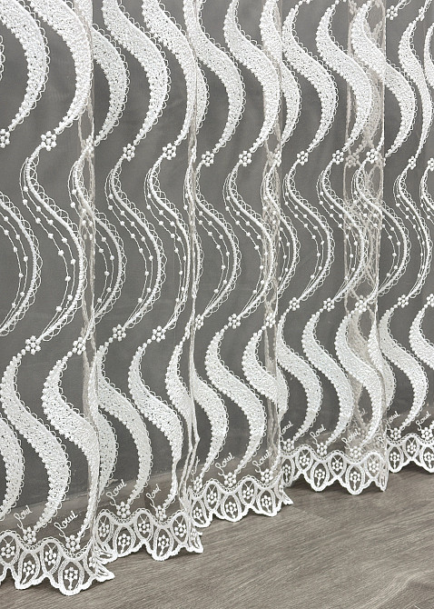 Тюль VR-Textil 1764т Фатин «Омбре» с вышивкой и люрексом Серый с белым 300х270 см (42-0773) Киев - изображение 8