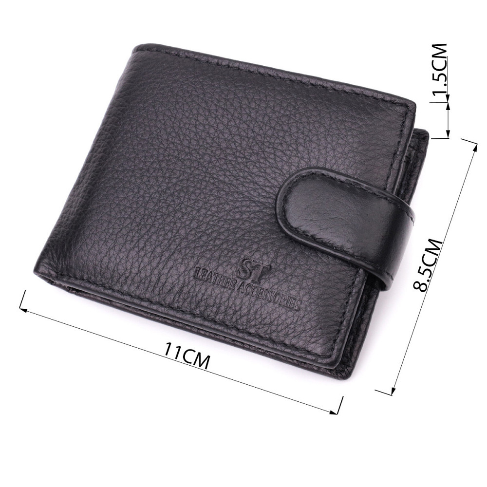 Небольшой вместительный кошелек из натуральной кожи ST Leather 22456 Черный Киев - изображение 8