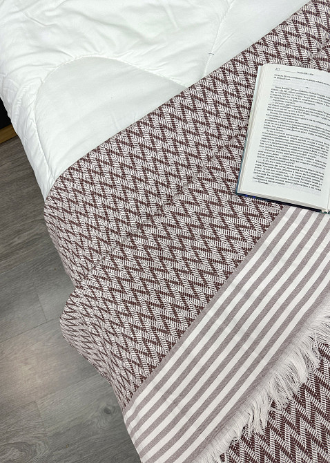 Покривало Dakota Fringe ЄВРО 200х230 см колір какао з білим (85-195) Київ - фото 7