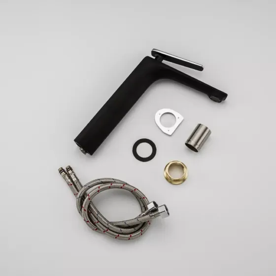 Змішувач для раковини високий Frap F1057-2 чорний/хром Київ