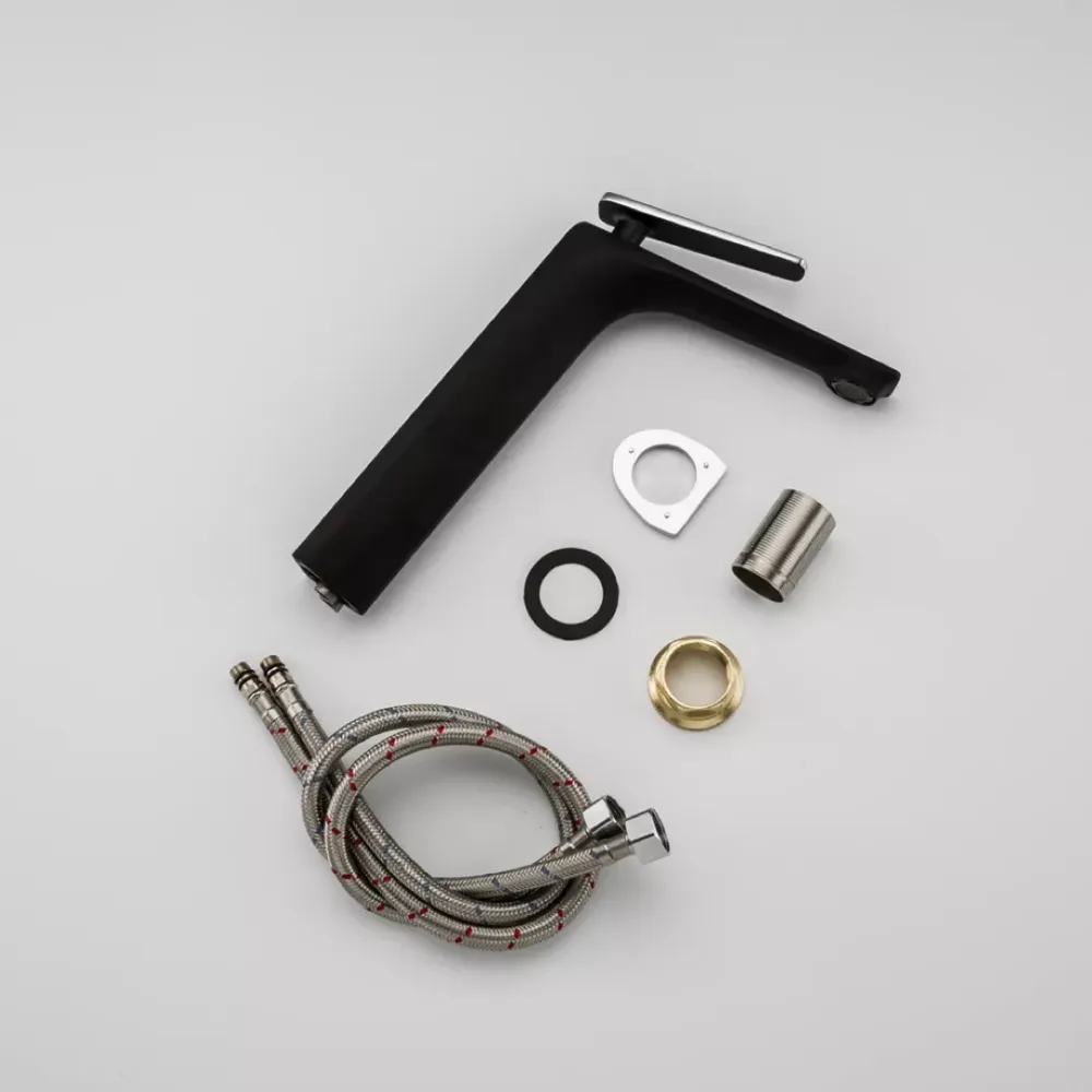 Смеситель для раковины высоки Frap F1057-2 черный/хром Киев - изображение 5