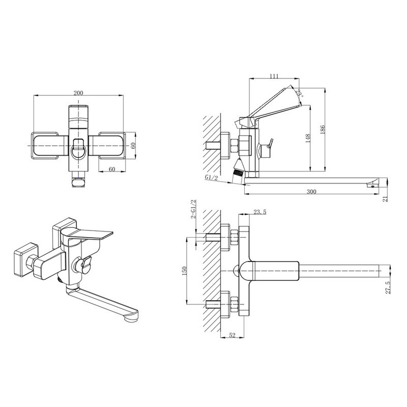 Змішувач для ванни Mixxus Wilson 006 Euro - стильний та надійний MI7131 Харків - фото 2