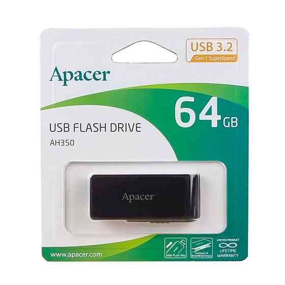 Флеш-накопичувач Apacer USB 3.2 Gen 1 AH350 64Gb Black Київ
