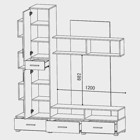 Стенка для гостиной Эверест Бриз + Пенал 18 сонома + трюфель (DTM-2328) Львов
