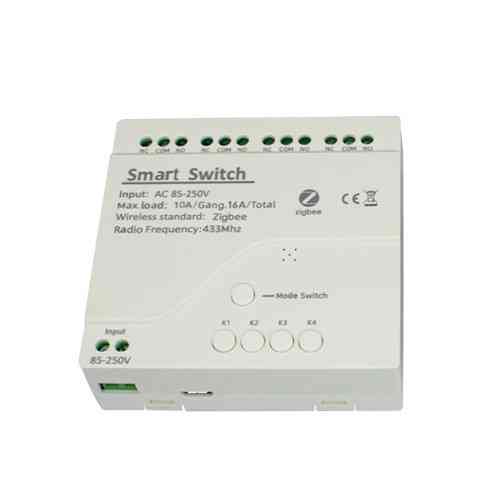 Реле розумного будинку Zigbee 4 канали 220В 10А 16А RF 433МГц DIN модуль вимикач Smart Switch Tuya Smart Life 80x76x28мм Київ